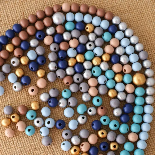 Vista 6 de ToBeIT 1000 cuentas de madera de macramé, cuentas redondas de colores de granja para manualidades, fabricación de joyas (azul-0.315 pulgadas)
