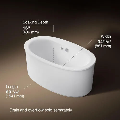 Vista 3 de KOHLER 24001-W1-0 Bañera Sunstruck, color blanco