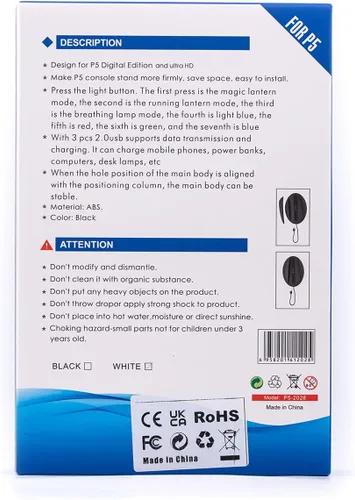 Vista 11 de Mcbazel Soporte vertical RGB para consola PS5, base LED para juegos con concentrador USB compatible con consola PS5, color blanco (no para PS5 Slim)