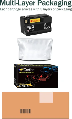 Vista 4 de Cartlee Cartuchos de tinta compatibles de repuesto para HP 712 712XL para impresoras de trazador de estudio DesignJet T230 T250 T630 T650 Studio