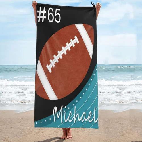 Vista 11 de Toalla de playa de fútbol personalizada para hombres, mujeres y niños, toallas de piscina de fútbol de 30 x 60 pulgadas, 33 x 52 pulgadas, toalla