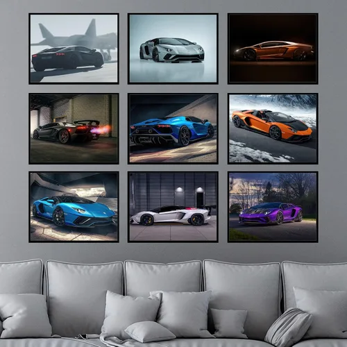 Vista 5 de BigWig Prints - Pósteres Lamborghini Aventador, arte de pared de superdeportivo genial para niños y entusiastas de los automóviles, decoración