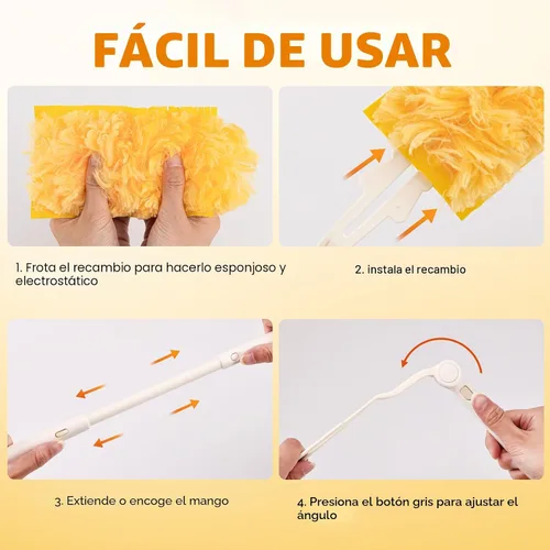 Vista 7 de Recargas de plumero resistentes, kit de plumeros desechables para limpieza y limpieza de muebles, persianas, ventiladores de techo, superficies