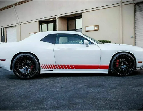 Vista 3 de NA Racing - Calcomanía de rayas laterales compatible con Dodge Challenger RT SRT 2008-2019, color rojo