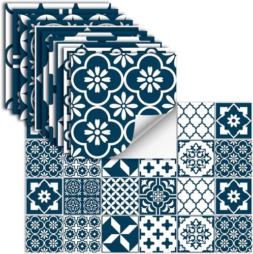 Vista 12 de 24 piezas – Azulejos para salpicaduras en muro para despegar y pegar, calcomanías de pared brillantes, impermeables, a prueba de aceite, calcomanías