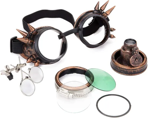 Vista 2 de FOCUSSEXY Gafas de caleidoscopio Rave Crystal Prism Steampunk Goggle Fashion