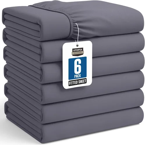 Vista 15 de Utopia Bedding - Paquete a granel de 2 sábanas bajeras ajustadas de microfibra cepillada suave con bolsillos profundos, resistentes al encogimiento