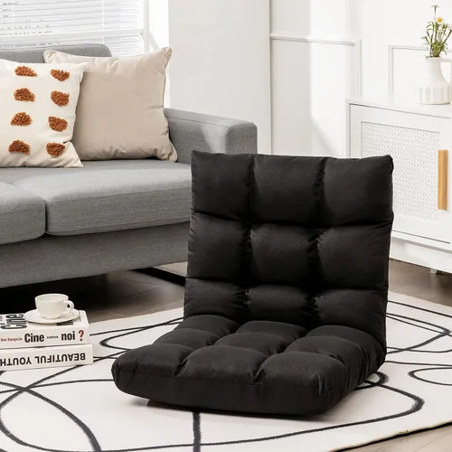 Vista 2 de Giantex Sofá ajustable para juegos de piso, acolchado de 14 posiciones, plegable, reclinable perezoso, esponja de alta resistencia, tela de algodón