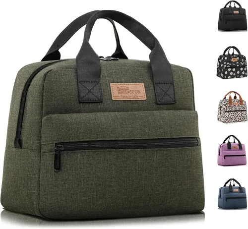 Vista 13 de HOMESPON Bolsa de almuerzo aislada para mujeres y hombres, lonchera hielera para el trabajo, picnic (negro)