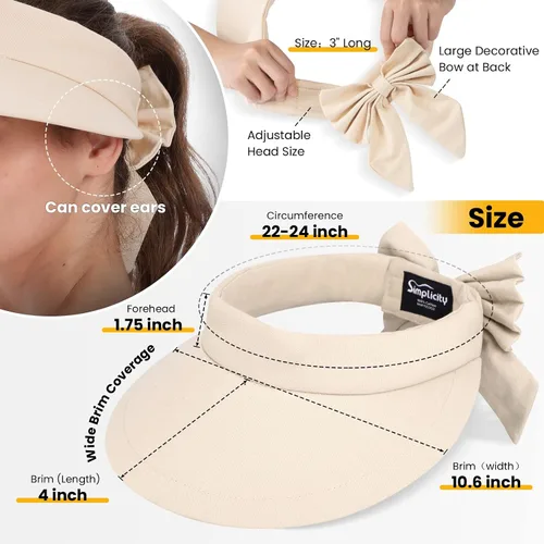 Vista 5 de Simplicity sombrero de playa con visera con protección UV SPF 50+ para mujer