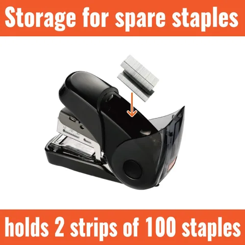 Vista 3 de MAX, MXBHD10FL3BK, Mini grapadora plana, 1 cada una, negro, 2.6 x 1.1 x 3.3 pulgadas