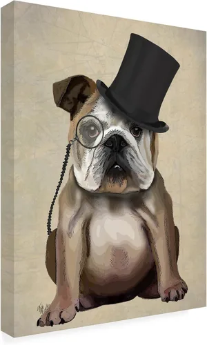 Vista 7 de Trademark Fine Art Bulldog inglés, Sabueso formal y sombrero de Fab Funky, 24x32