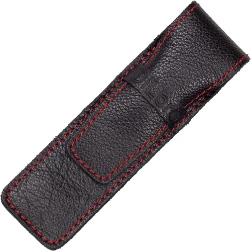 Vista 3 de DiLoro Estuche organizador de cuero de grano completo para bolígrafo individual (negro con rojo)
