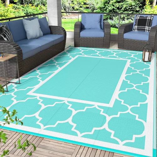 Vista 20 de GENIMO - Alfombra para exteriores de 8 x 10 pies, para patio, espacios amplios, impermeable, de pajillas de plástico, alfombra reversible