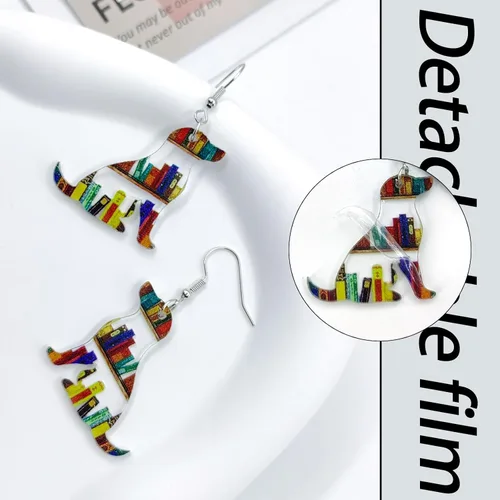 Vista 20 de Pendientes colgantes de libros para mujer, amantes de los libros, aretes acrílicos