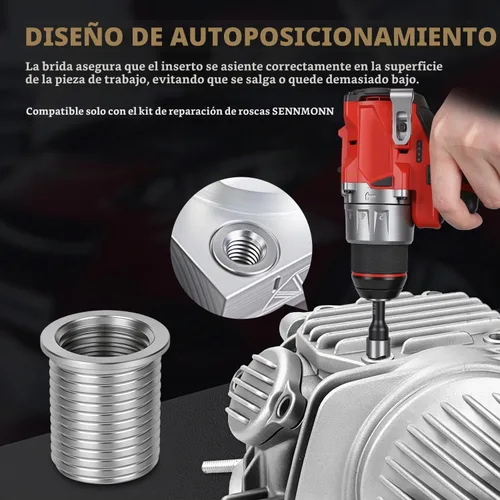 Vista 6 de Insertos de reparación de roscas M10X1.0X12.7MM Inserto Qty 10 Acero inoxidable