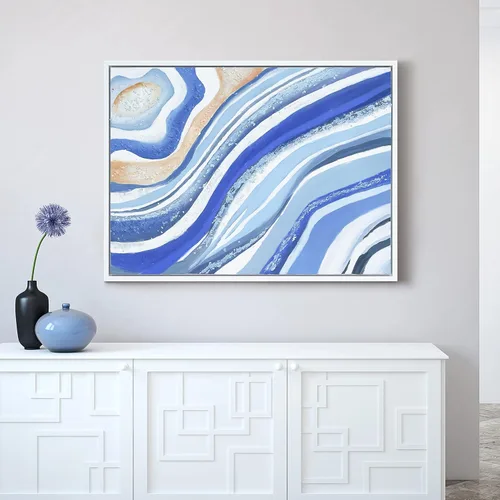 Vista 12 de Empire Art Direct Arte abstracto para pared, lienzo pintado a mano con textura por Martin Edwards, marco negro, 24 x 48 pulgadas, goteo nevado 1