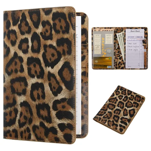 Vista 15 de CoBak Libreta para servidores de alta calidad: organizador de cartera de camarero de 5.12 x 7.91 pulgadas en piel auténtica, con 8 bolsillos