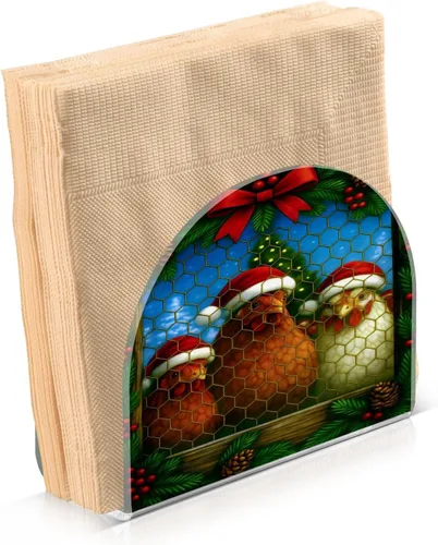 Vista 21 de Servilletero de Papá Noel de Nochebuena azul para mesa, dispensadores de pañuelos acrílicos, servilleteros de cóctel para comedor, baño, cocina