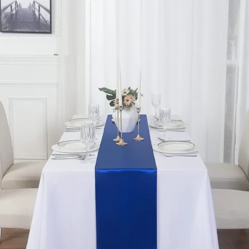 Vista 2 de Paquete de 12 caminos de mesa de satén, 12 x 108 pulgadas para fiestas, bodas, cumpleaños, banquetes, compromisos de graduación, Navidad, decoración