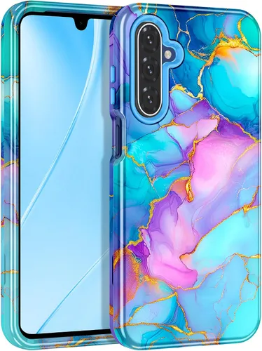 Vista 73 de Miqala Funda para Galaxy A14 5G, que brilla en la oscuridad, tres capas, resistente, a prueba de golpes, protección completa, parachoques