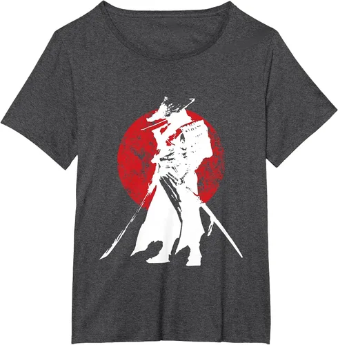 Vista 8 de Vintage Japanese Samurai Retro Bushido Warrior Japan Sword T-Shirt Asphalt Grey