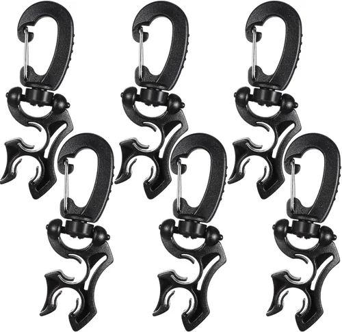 Vista 9 de Weewooday Piezas Soporte de manguera de buceo Clip de buceo Accesorios de buceo Clip de manguera doble BCD con hebilla de gancho a presión para Negro