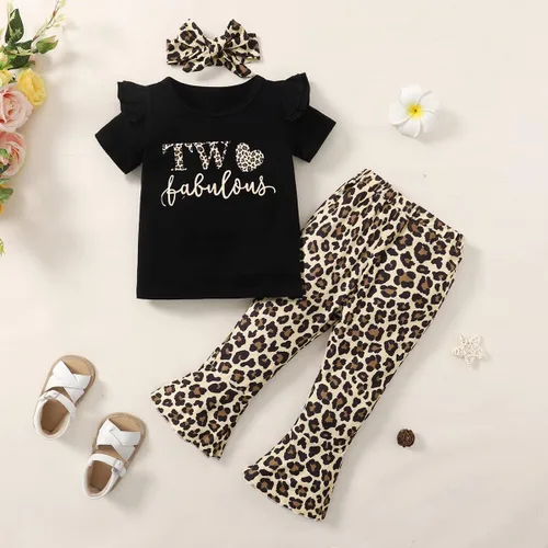 Vista 3 de Traje de bebé niña de 2 cumpleaños para niña de 2 años de edad, ropa de leopardo