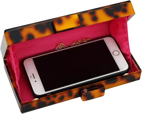 Vista 5 de EROGE - Bolso de mano de acrílico con diseño geométrico colorido para mujer