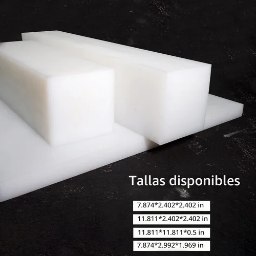 Vista 4 de UHMW - Bloque de golpeo de polietileno de peso molecular ultra alto rectangular, bloques de plástico sólido para mecanizado, mejoras del hogar Blanco