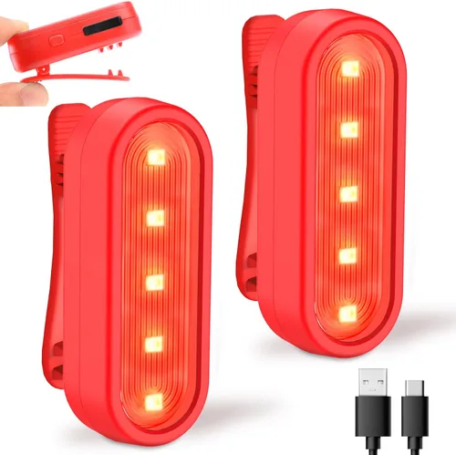 Vista 8 de Luces LED de seguridad para bicicleta, luz trasera de bicicleta rojo/verde, linterna de seguridad trasera de bicicleta, recargable por USB C, 4