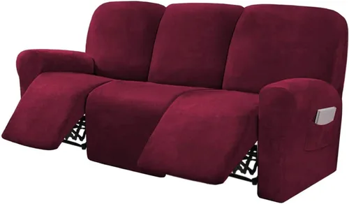 Vista 14 de Funda para sofá reclinable de 8 piezas, terciopelo elástico para sofá reclinable de 3 plazas, funda suave y gruesa para sofá reclinable, protector