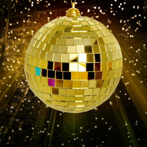 Vista 5 de 2 Piezas de Bolas de Espejo de Discoteca Bolas Colgantes para Efecto de Luz de DJ de Discoteca de los 50s 60s 70s Fiesta Decoración del Hogar