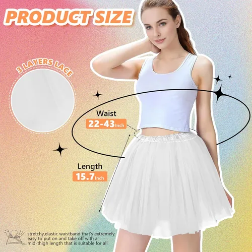 Vista 2 de Tutús para mujeres adultas, faldas de tul tutú para mujeres, disfraces para mujeres, 3 capas, faldas tutú para niñas, adolescentes, Halloween, correr