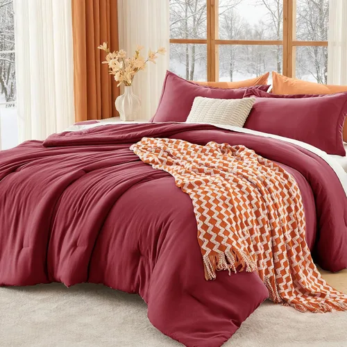 Vista 29 de MUXHOMO Juego de edredón beige tamaño individual/individual XL, ropa de cama alternativa ultrasuave para todas las estaciones. El juego de cama