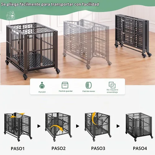 Vista 5 de Jaula para Perros Resistente de BETISEF, Jaula Grande para Perros Indestructible con Prueba de Fuga, Caseta para Perros de Alta Ansiedad