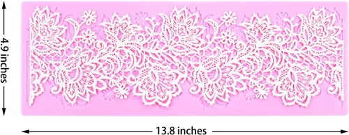 Vista 3 de Moldes de fondant de encaje en relieve, tapete de encaje de flores de múltiples círculos, herramienta de decoración de pasteles de boda, molde