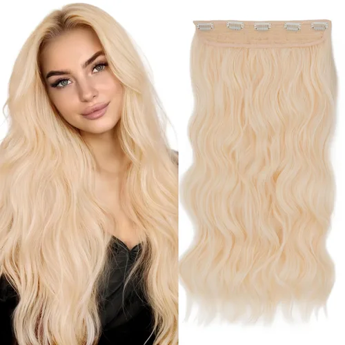 Vista 51 de S-noilite Extensiones de cabello de una pieza con clip, color rubio balayage de 18 pulgadas, en forma de U, extensiones de cabello de trama de una