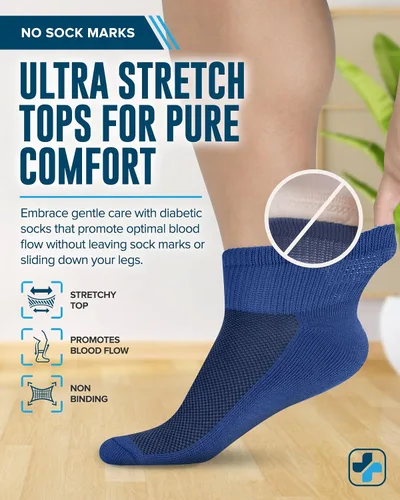 Vista 2 de Doctor's Select Diabetic Socks for Men - 4 Pairs Diabetic Ankle Socks for Men Non Binding Neuropathy Socks
