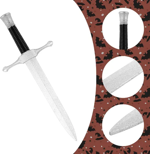 Vista 6 de DAYSTART Espada de espuma de poliuretano, daga falsa de estilo medieval de 16 pulgadas con núcleo interior de plástico para teatro, accesorio