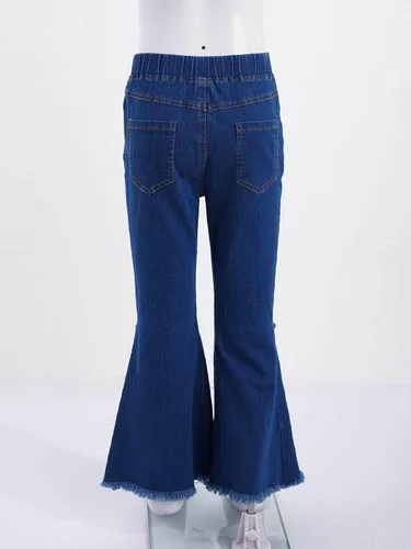 Vista 5 de Pantalones vaqueros acampanados con volantes y cintura elástica para niños y niñas