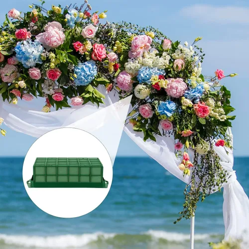 Vista 6 de Hahood Paquete de 2 jaulas rectangulares de espuma floral con arreglos florales de espuma floral para flores frescas, decoraciones de boda