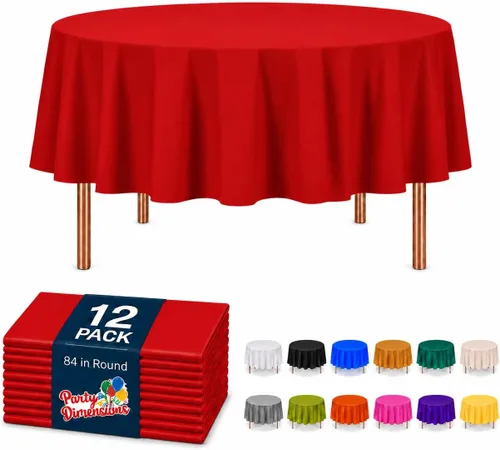 Vista 49 de Party Dimensions Mantel de plástico negro, paquete de 12 manteles rectangulares desechables de 54 x 108 pulgadas para mesas de 6 a 8 pies