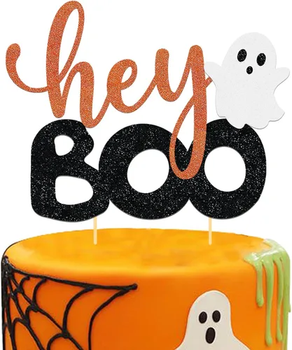 Vista 8 de 24 piezas de adornos de Halloween para cupcakes fantasmas, palillos de revelación de género para niños y niñas, adornos para tartas rosas y azules