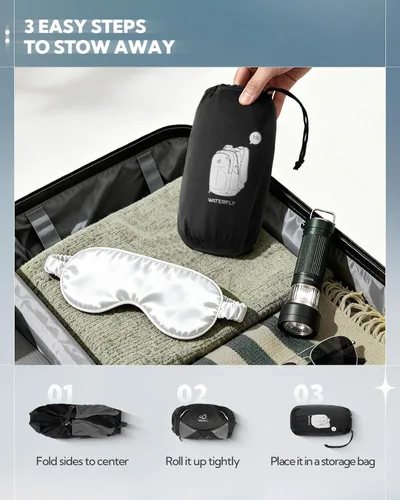 Vista 9 de WATERFLY Mochila pequeña y ligera con bolsillo para teléfono con correa Negro