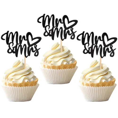 Vista 9 de 36 piezas de decoración para cupcakes con corazón de amor con purpurina para despedida de soltera, para boda, compromiso, cumpleaños, aniversario