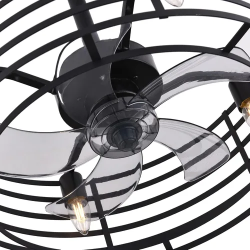 Vista 8 de Ventilador de techo enjaulado de 20 pulgadas con luz, 3 velocidades ajustables, luces de ventilador de techo con control remoto, ventiladores