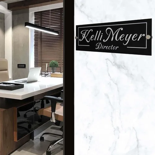 Vista 3 de Placa de identificación personalizada para puerta con logotipo de negocios, placa de identificación personalizada para letrero de pared, 2 tamaños