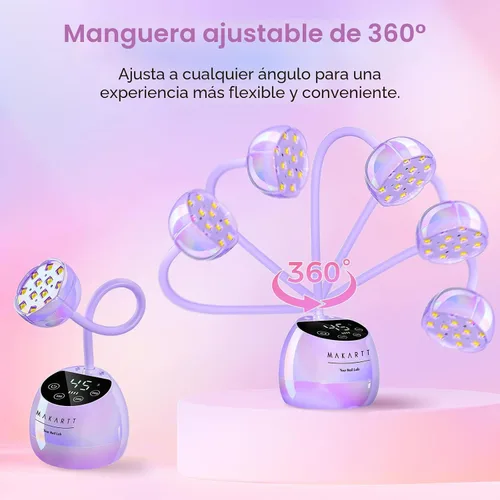 Vista 5 de Makartt Lámpara de uñas UV inalámbrica de cuello de cisne para uñas Gel-X A04-lámpara de uñas-Glazed Purple