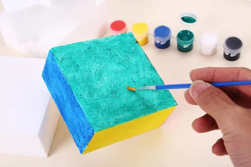 Vista 4 de AMZQNART 8 paquetes de bloques de espuma para manualidades, bloques cuadrados de espuma de poliestireno de 4x4x2 para escultura artística, arreglos
